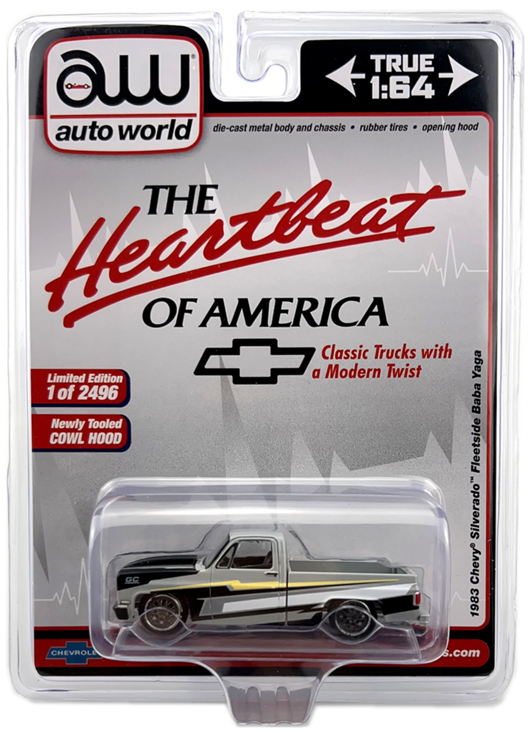 Auto World Exclusives The Heartbeat of America 1983 Chevy Silverado Fleetside Baba Yaga Grey 1:64
