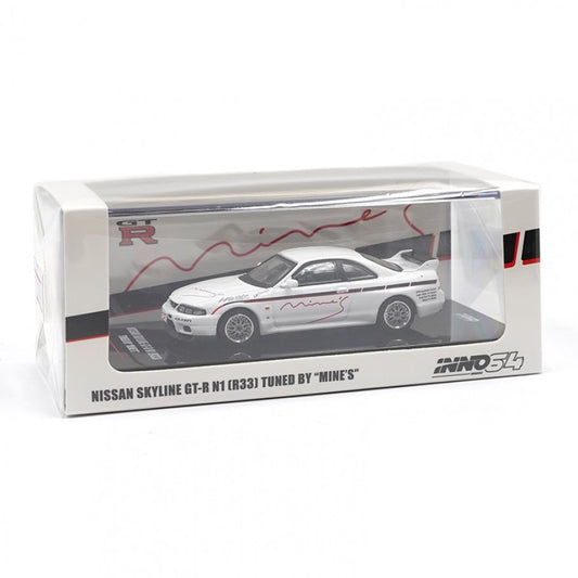 Inno64 Nissan Skyline GTR R33 Tuned by Mine's White 1:64