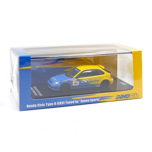 Inno64 Honda Civic Type R EK9 Spoon Sport Yellow Blue #95 1:64