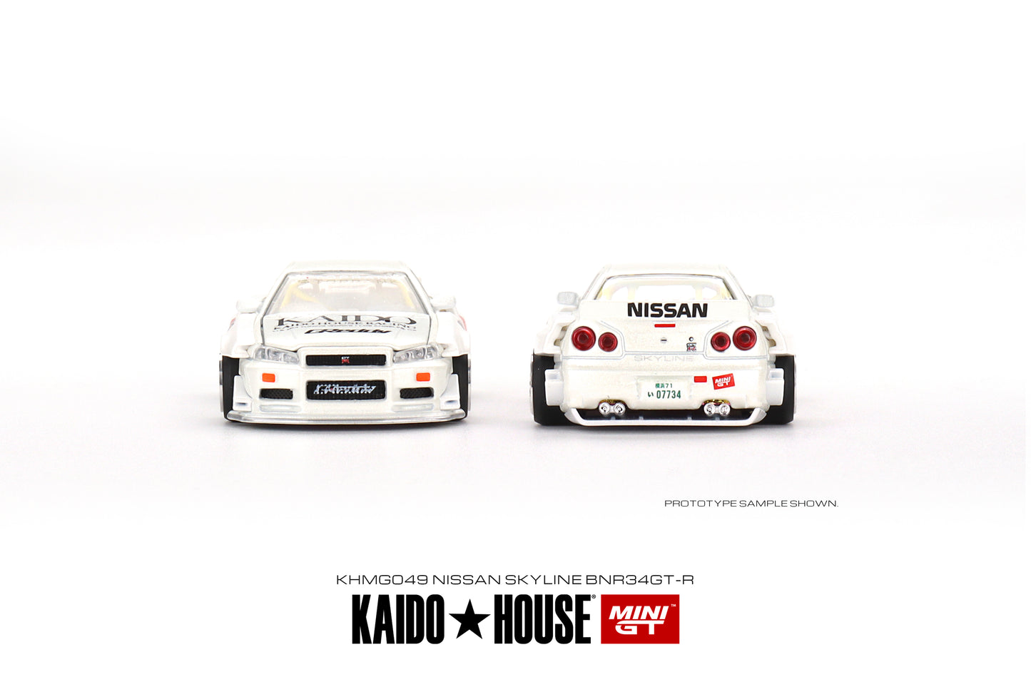 Mini GT Kaido House 049 Nissan Skyline GTR R34 Kaido Works White 1:64