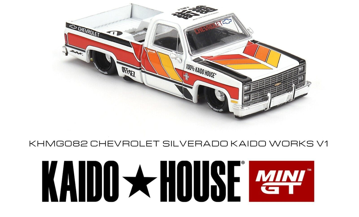 Mini GT Kaido House 082 Chevrolet Silverado Kaido Works V1 White 1:64