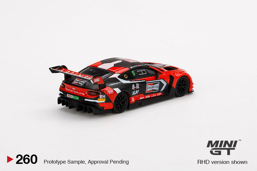 Mini GT Box Version 260 Bentley Continental GT3 #5 Champion 2018 Blacpain GT Asia Black Red 1:64
