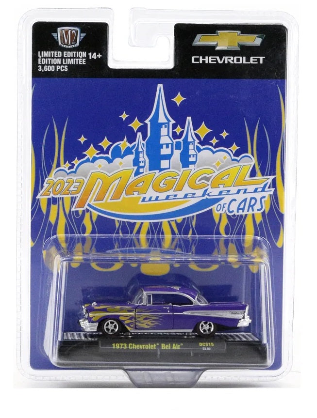 M2 Machines Magical Weekend Convention 2023 Exclusives 1973 Chevrolet Chevrolet Bel Air Blue 1:64