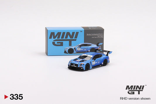 Mini GT Box Version 335 Bentley Continental GT3 #11 Team Parker 2020 Total 24 Hrs of Spa Blue 1:64