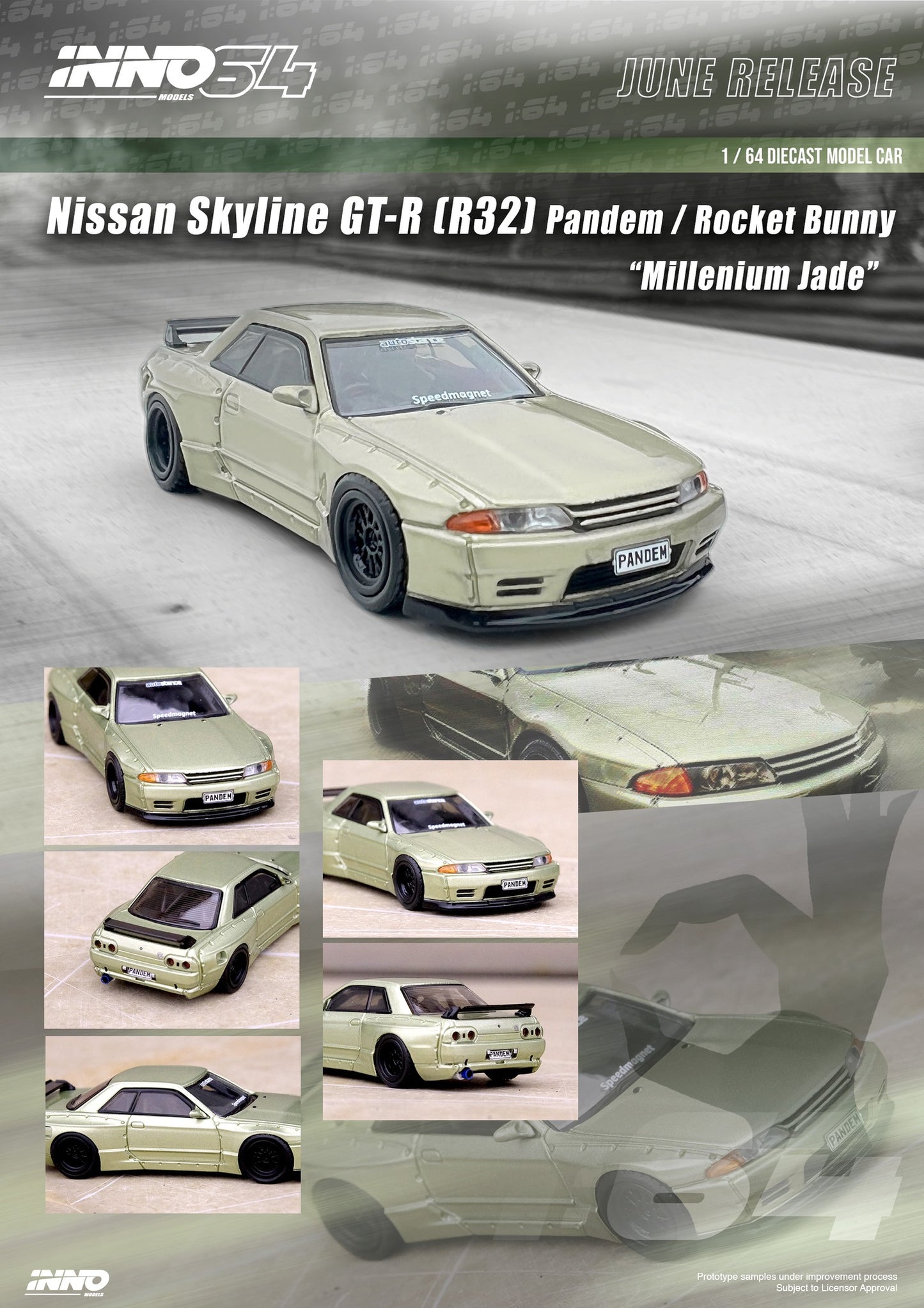 Inno64 Nissan Skyline GTR R32 Pandem Rocket Bunny Millenium Jade 1:64
