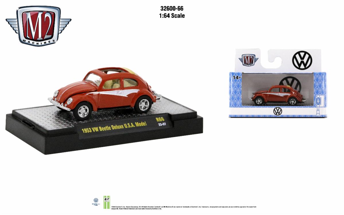 M2 Machines Auto-thentics Release 66 1953 VW Beetle Deluxe USA Model Red 1:64