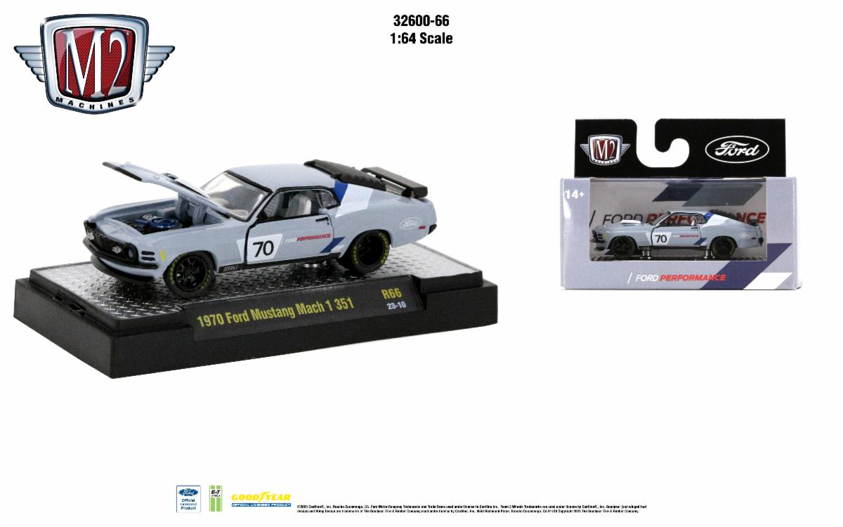 M2 Machines Auto-thentics Release 66 1970 Ford Mustang Mach 1 351 Grey 1:64