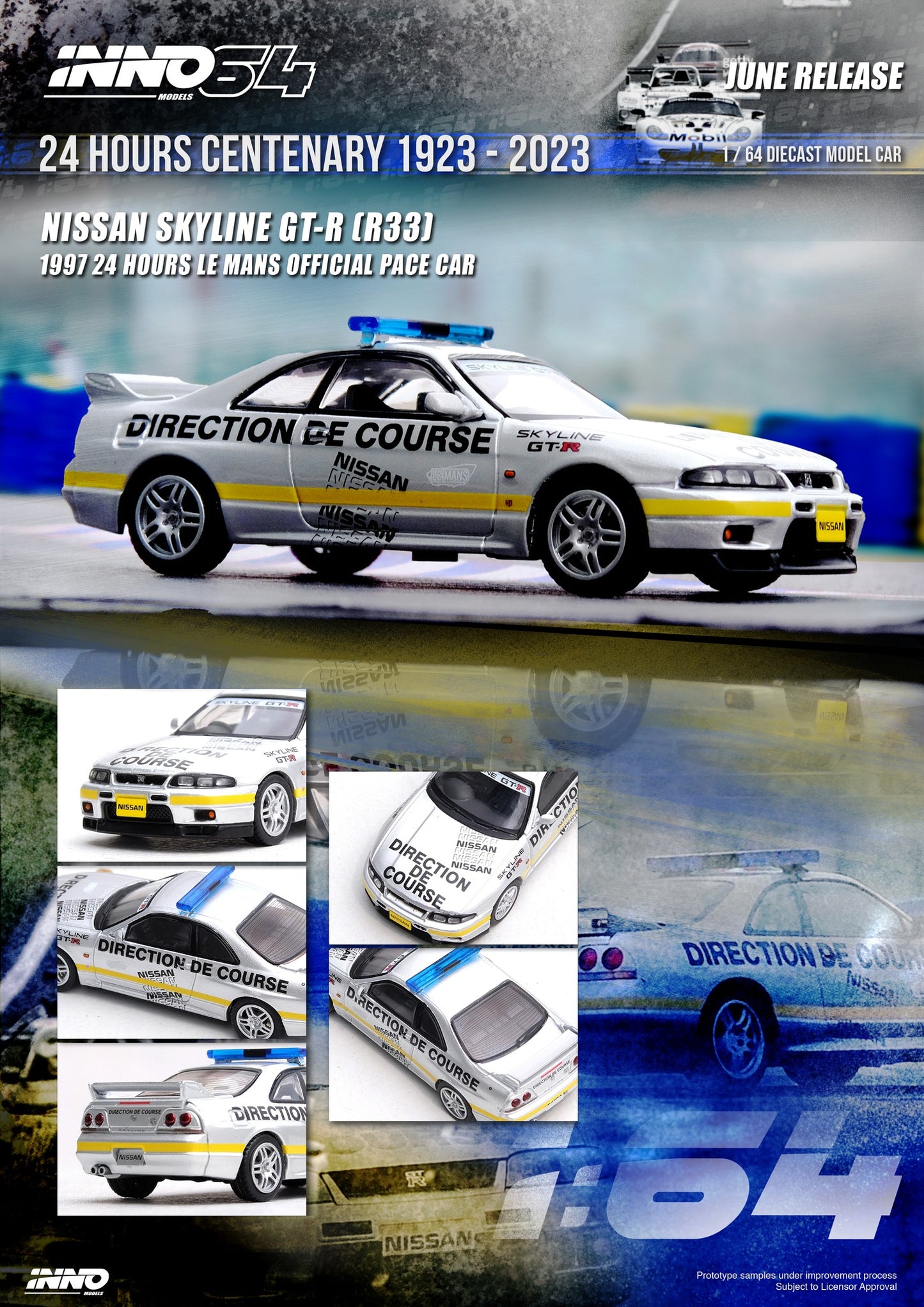 Inno64 Nissan Skyline GTR R33 1997 24 Hrs Le Mans Official Pace Car 1:64