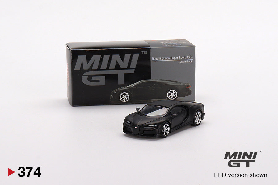 Mini GT Box Version 374 Bugatti Chiron Super Sport 300+ Matte Black 1:64