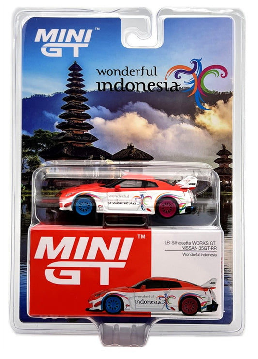 Mini GT Wonderful Indonesia 384 LB Silhouette Works GT Nissan 35GT RR Wonderful Indonesia 1:64