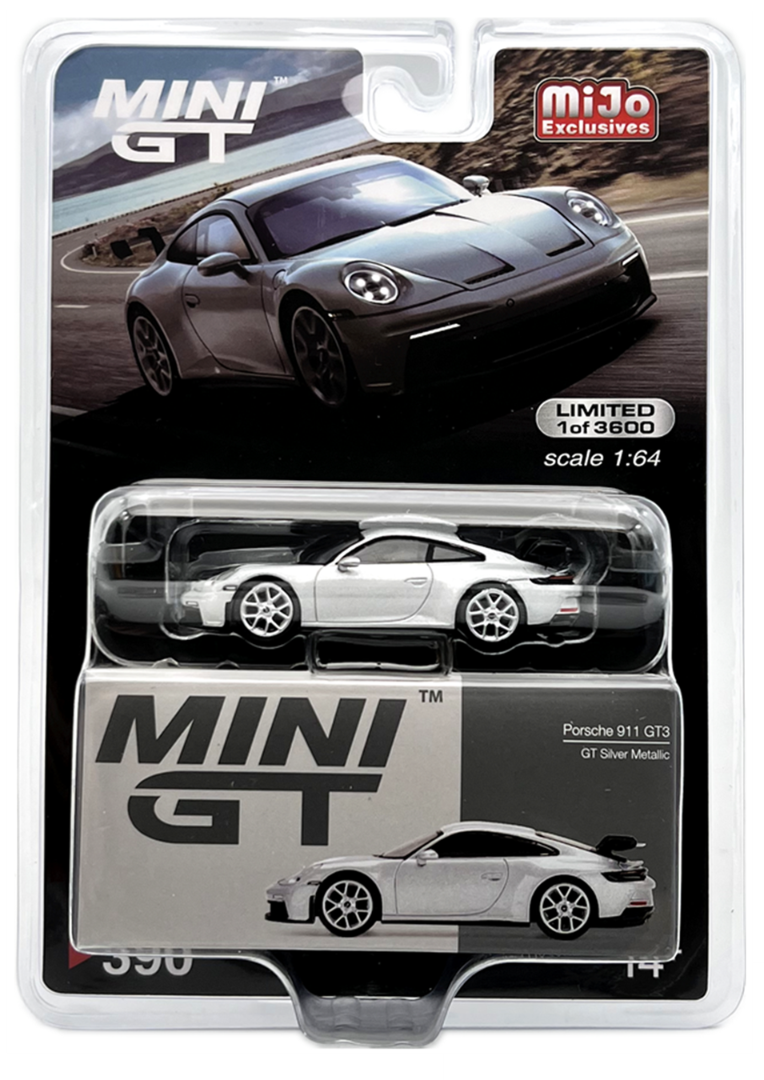 Mini GT Mijo Exclusives 390 Porsche 911 (992) GT3 GT Silver