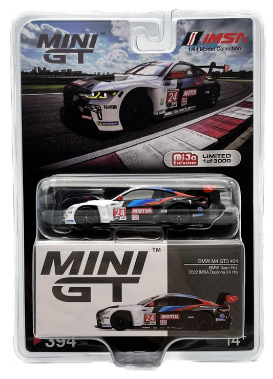 Mini GT Mijo Exclusives 394 BMW M4 GT3 #24 BMW Team RLL 2022 IMSA Daytona 24 Hrs 1:64