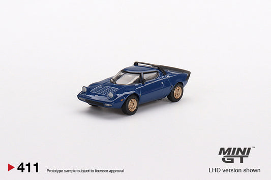Mini GT Box Version 411 Lancia Stratos HF Stradale Bleu Vincennes 1:64