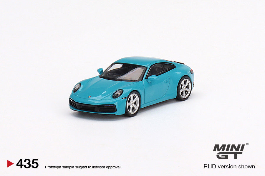 Mini GT Box Version 435 Porsche 911 Carrera S Miami Blue 1:64