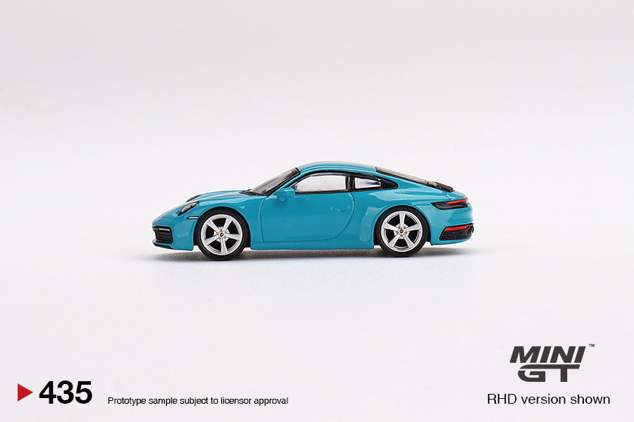 Mini GT Box Version 435 Porsche 911 Carrera S Miami Blue 1:64