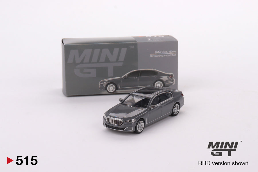 Mini GT Mijo Exclusives 515 BMW 750Li xDrive Bernina Grey Amber Effect 1:64