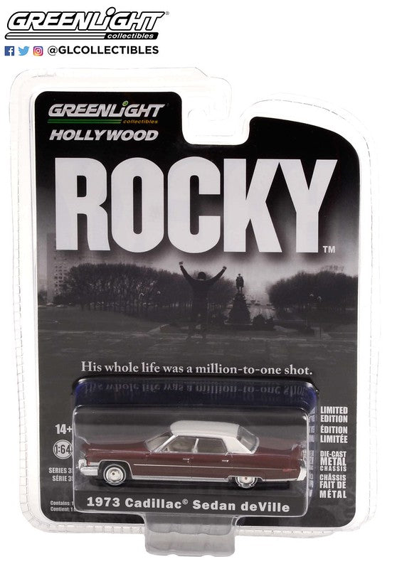 Greenlight Hollywood Rocky 1973 Cadillac Sedan deVille Maroon 1:64
