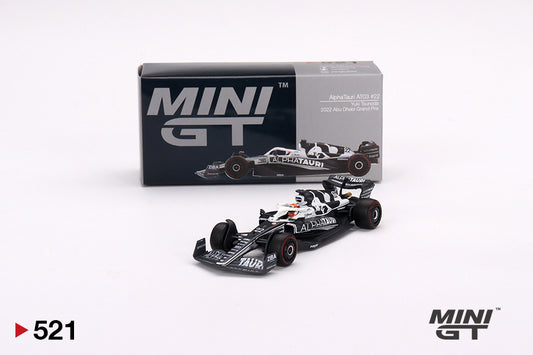 Mini GT Box Version 521 AlphaTauri AT03 #22 Yuki Tsunoda 2022 2022 Abu Dhabi Grand Prix 1:64