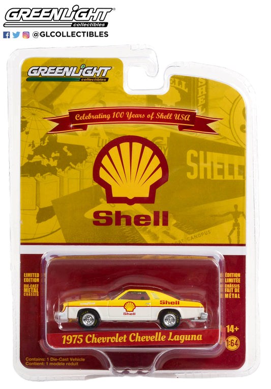 Greenlight Shell 1975 Chevrolet Chevelle Laguna Yellow White 1:64