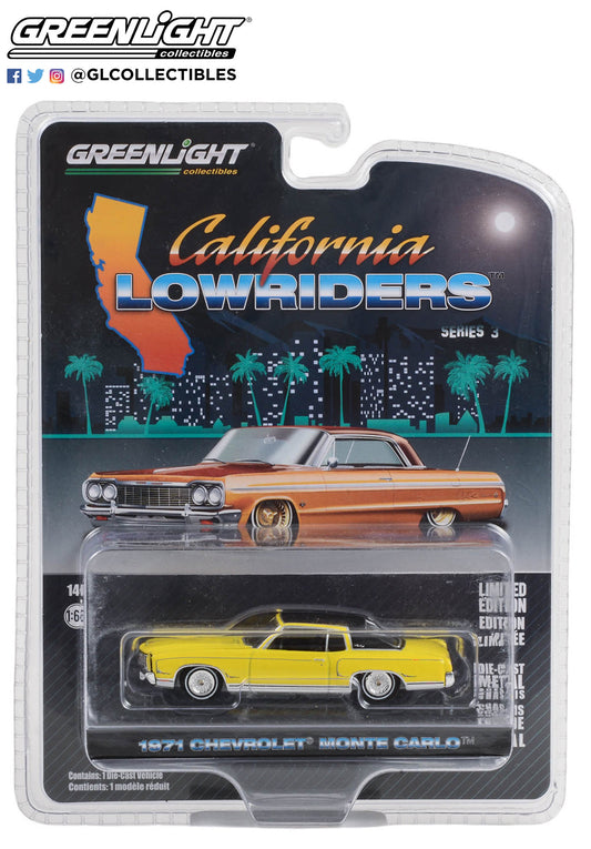 Greenlight California Lowriders Series 3 1971 Chevrolet Monte Carlo Yellow 1:64
