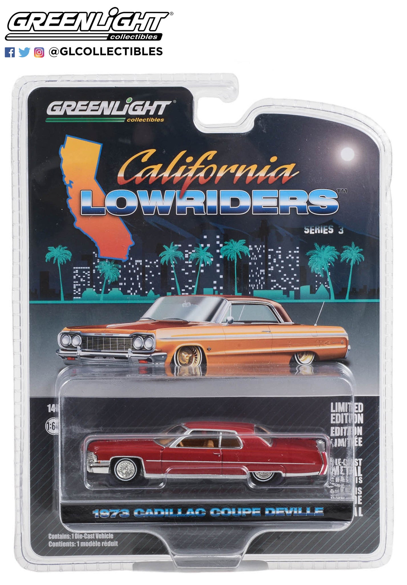 Greenlight California Lowriders Series 3 1973 Cadillac Coupe Deville Red 1:64