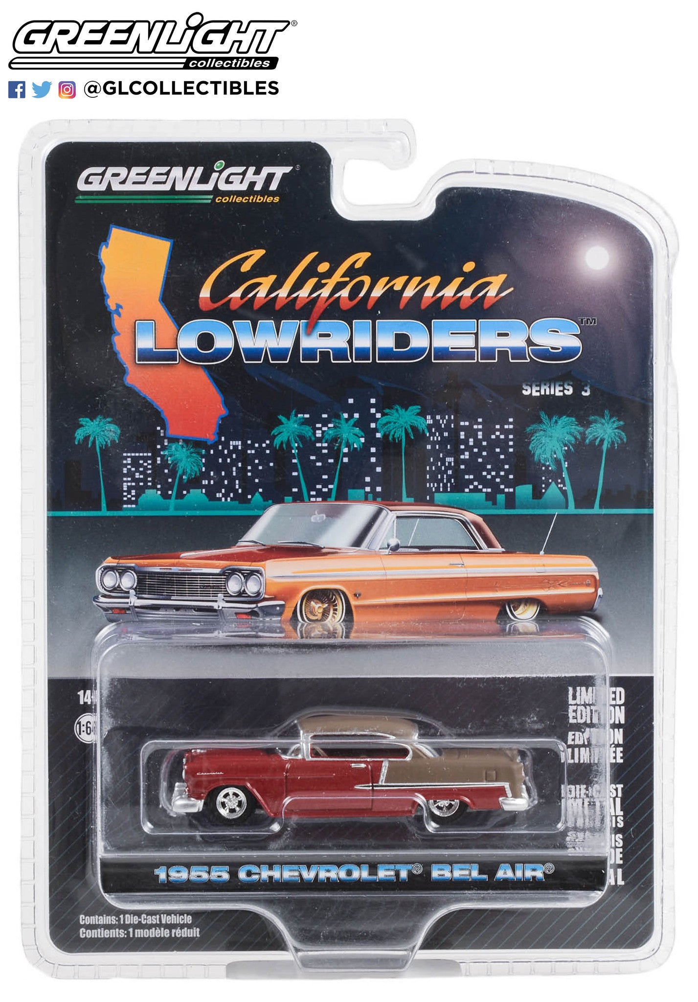 Greenlight California Lowriders Series 3 1955 Chevrolet Bel Air Maroon 1:64