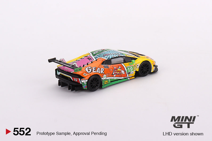 Mini GT Box Version 552 Lamborghini Huracán GT3 EVO #19 2020 IMSA Daytona 24 Hrs GEAR Racing 1:64