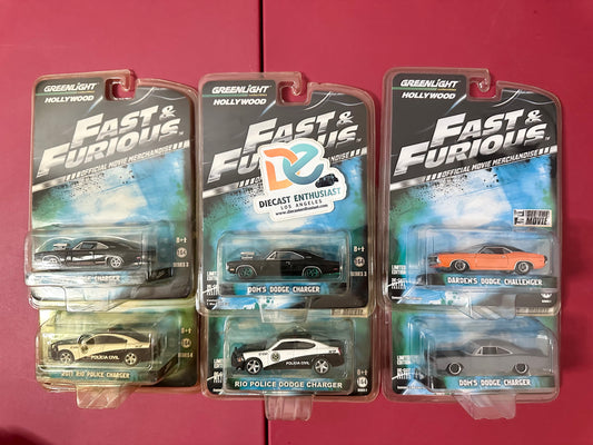 Greenlight Hollywood Series Fast & Furious Charger Challenger Set 1:64