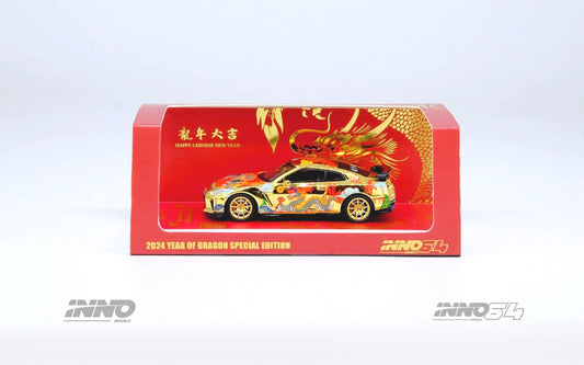 Inno64 2024 Year of Dragon Special Edition Nissan GTR R35 Gold 1:64
