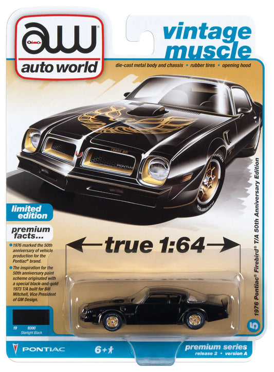 Auto World Vintage Muscle 1976 Pontiac Firebird T/A Starlight Black 1:64