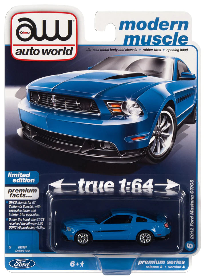 Auto World Modern Muscle 2012 Ford Mustang GT/CS Grabber Blue 1:64