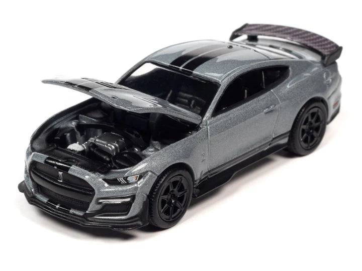 Auto World Modern Muscle 2021 Shelby GT500 Carbon Fiber Track Pack Iconic Silver 1:64