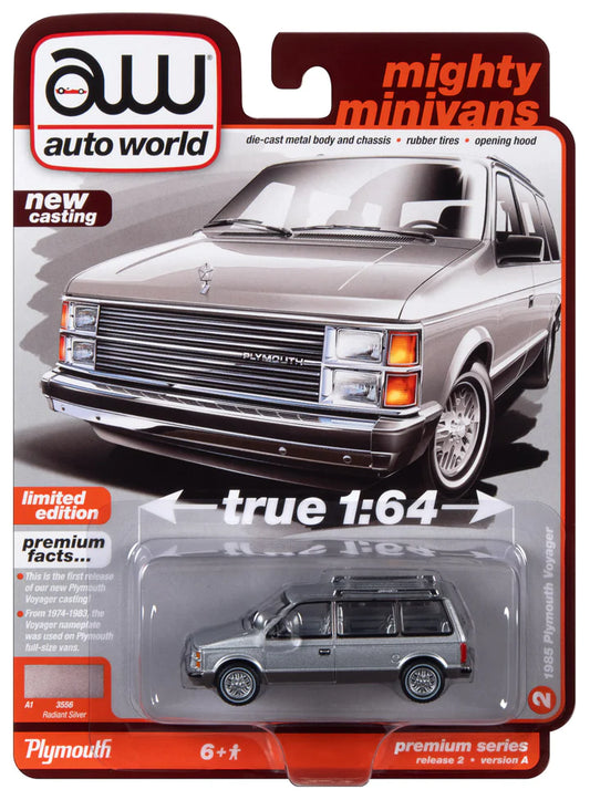 Auto World Mighty Minivans 1985 Plymouth Voyager Radiant Silver 1:64