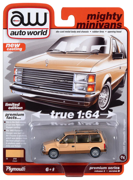 Auto World Mighty Minivans 1985 Plymouth Voyager Cream 1:64