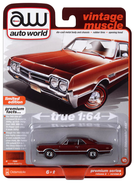 Auto World Vintage Muscle 1966 Oldsmobile 442 Autumn Bronze Poly 1:64