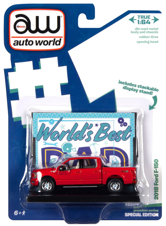 Auto World Worlds Best Dad 2000 Ford F150 Red 1:64