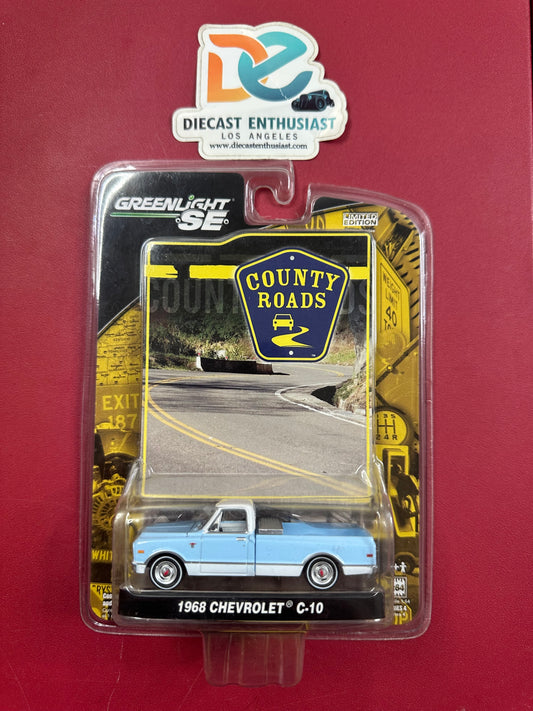 Greenlight County Roads 1968 Chevrolet C10 Light Blue 1:64