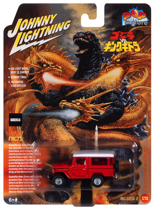 Johnny Lightning Pop Culture 2023 Godzilla 1980 Toyota Land Cruiser Red 1:64