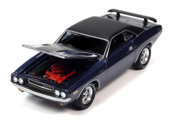 Johnny Lightning Pop Culture 2023 USPS 1970 Dodge Challenger R/T Purple 1:64