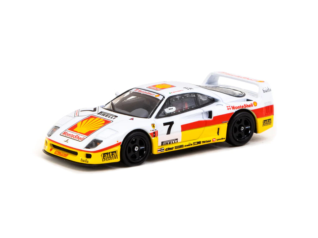 Tarmac Works X Ixo Models Ferrari F40 GT Italian GT Championship 1993 Shell White Yellow 1:64