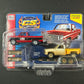 Auto World Chris Stangler CS Customs 1975 & 1974 Chevy Pickup with flatbed Trailer 1:64
