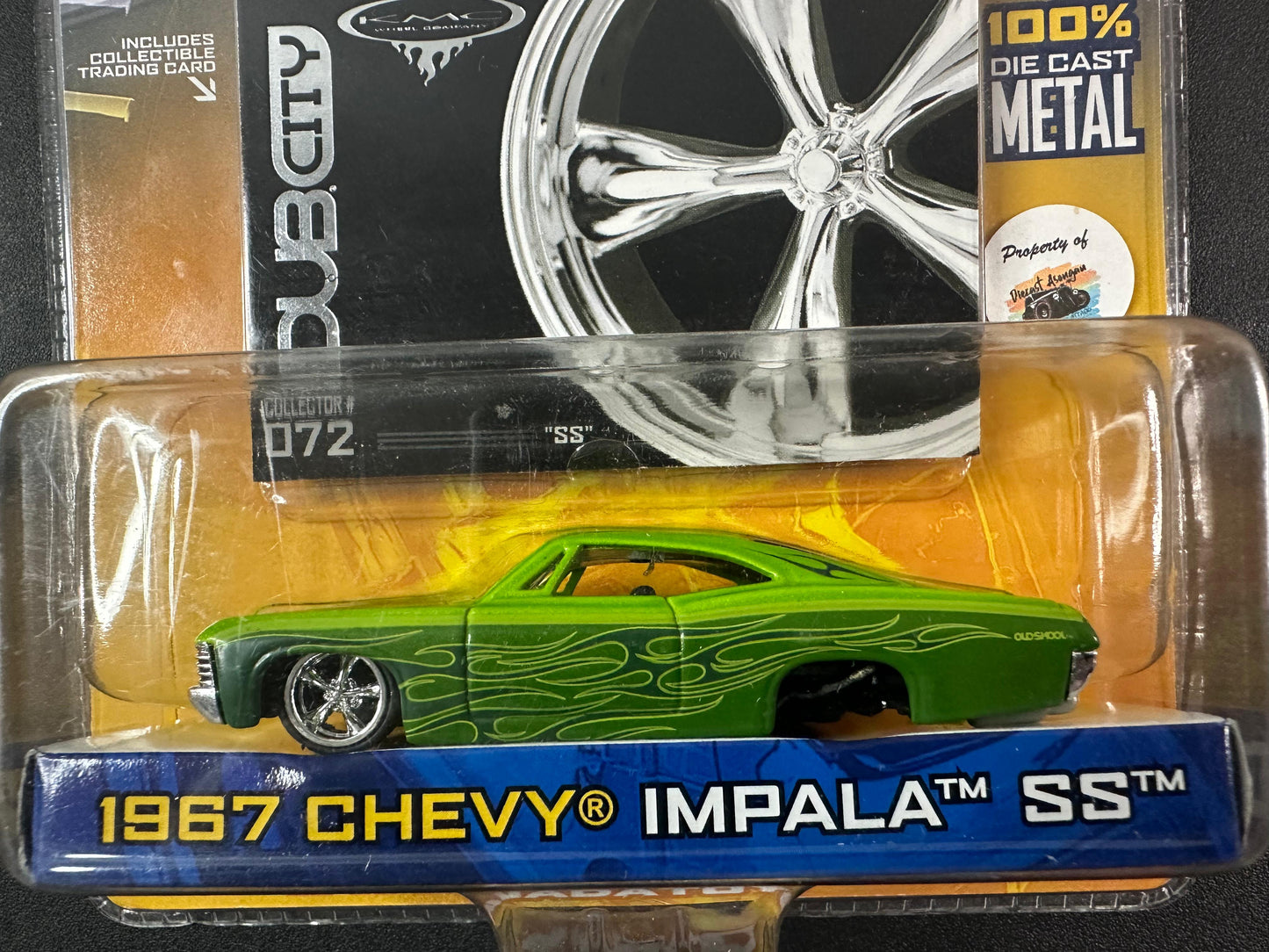 ERROR VVHTF Jada Toys Dub City 1967 Chevy Impala SS Green Flames without Rear Wheels 1:64