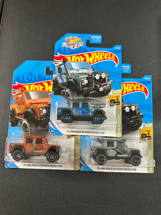 Hot Wheels 15 Land Rover Defender Double Cab Set of 3 1:64