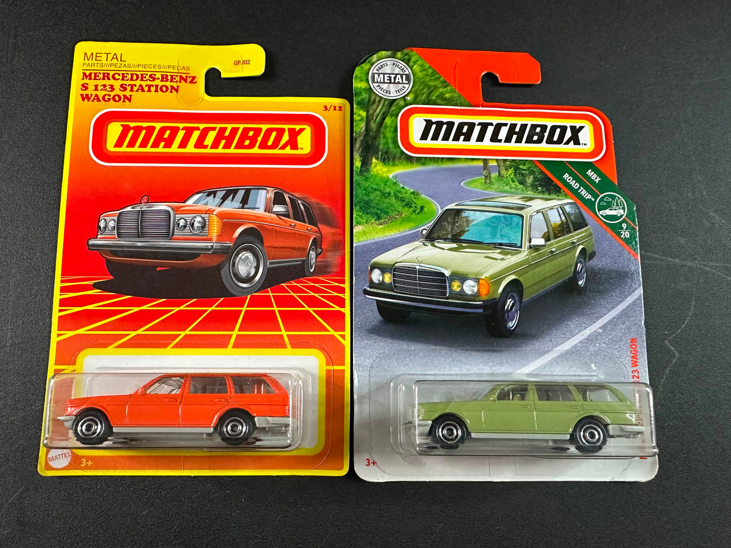 Matchbox Mercedes Benz S 123 Station Wagon Set Orange & Green 1:64