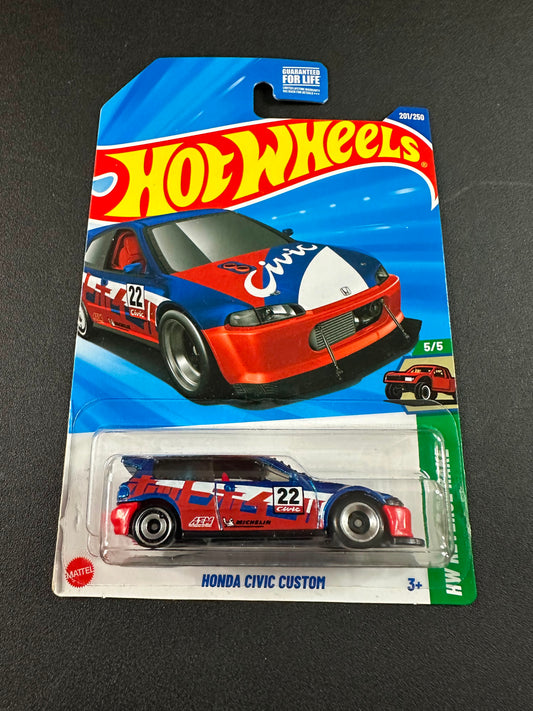 Hot Wheels Honda Civic Custom Blue Red 1:64