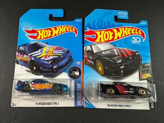 Hot Wheels 96 Nissan 180SX Type X Set Blue & Advan Black 1:64