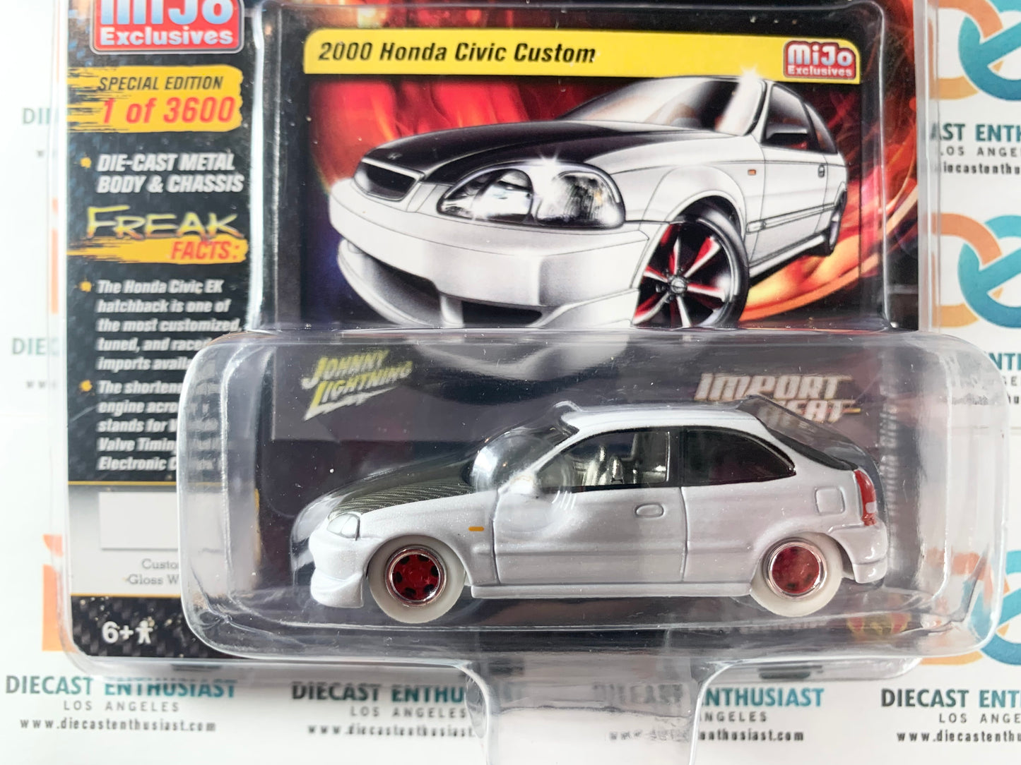 BAD BLISTER CHASE WHITE LIGHTNING Johnny Lightning Mijo Exclusives Import Heat 2000 Honda Civic Custom Gloss White 1:64