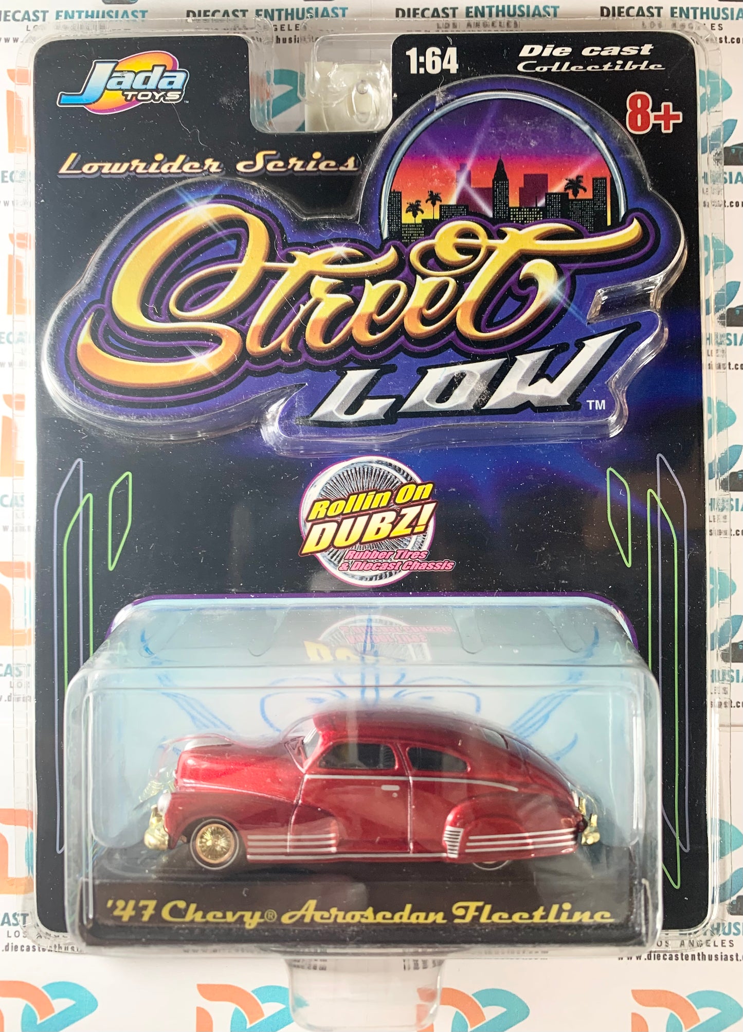 Jada Toys Street Low 47 Chevy Aerosedan Fleetline Red Gold Wheels 1:64