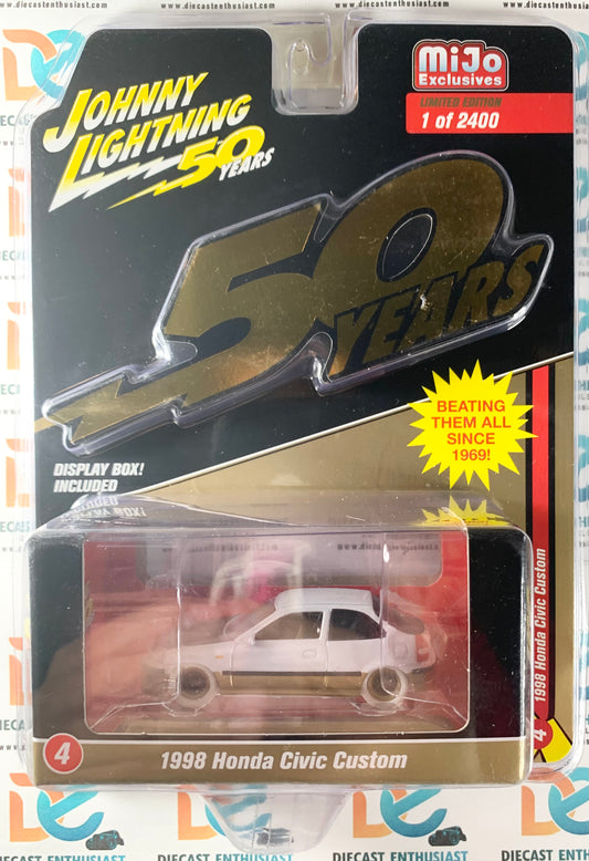 CHASE WHITE LIGHTNING Johnny Lightning Mijo Exclusives 50 Years 1998 Honda Civic Custom Black Gold 1:64