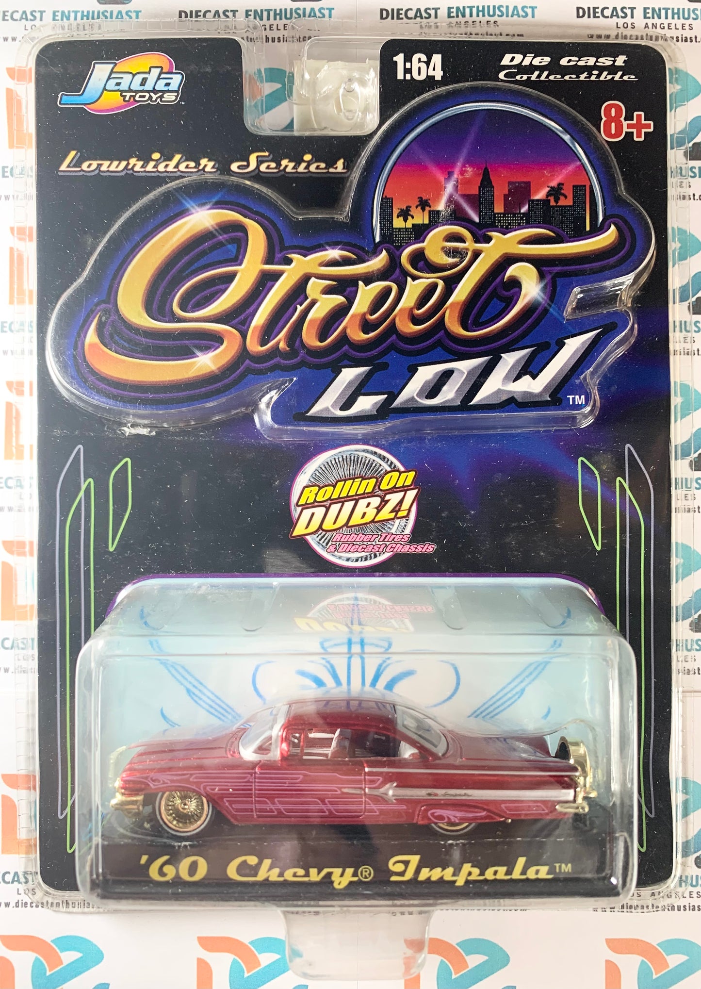 Jada Toys Street Low 60 Chevy Impala Red Gold Wheels 1:64